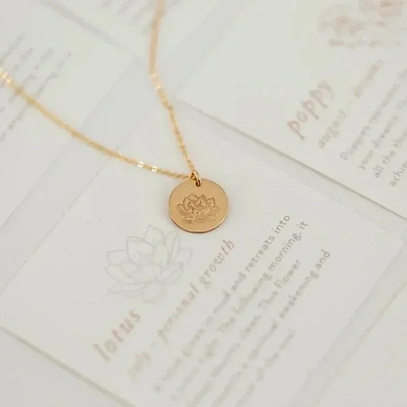 July Lotus Birth Flower Bohemian Charm Necklace - Picture 3 of 8